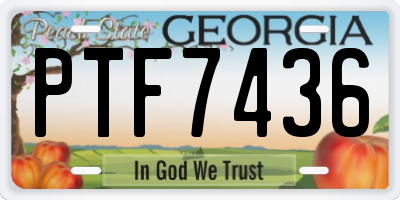 GA license plate PTF7436