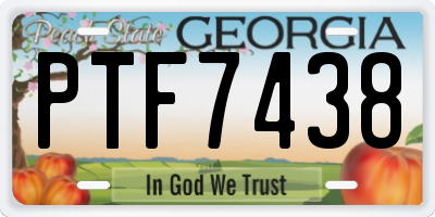 GA license plate PTF7438