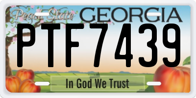 GA license plate PTF7439