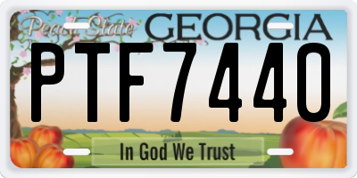 GA license plate PTF7440
