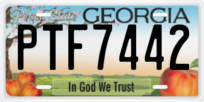 GA license plate PTF7442