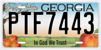 GA license plate PTF7443