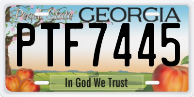 GA license plate PTF7445