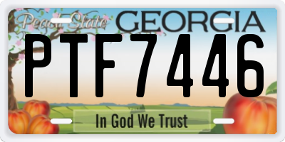 GA license plate PTF7446