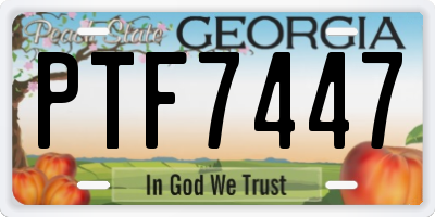 GA license plate PTF7447