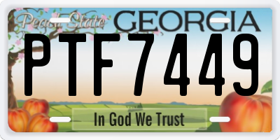 GA license plate PTF7449