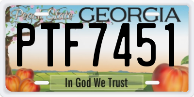 GA license plate PTF7451
