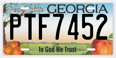 GA license plate PTF7452