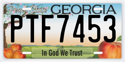 GA license plate PTF7453