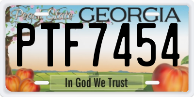 GA license plate PTF7454