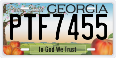 GA license plate PTF7455