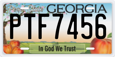 GA license plate PTF7456