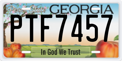 GA license plate PTF7457