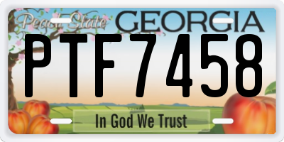 GA license plate PTF7458