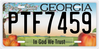 GA license plate PTF7459
