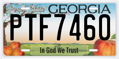 GA license plate PTF7460