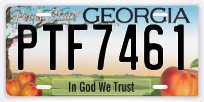 GA license plate PTF7461