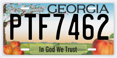 GA license plate PTF7462