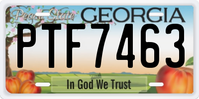 GA license plate PTF7463