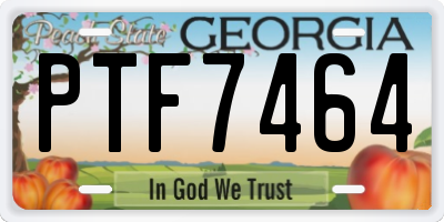 GA license plate PTF7464