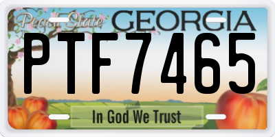 GA license plate PTF7465