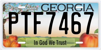 GA license plate PTF7467