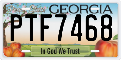 GA license plate PTF7468