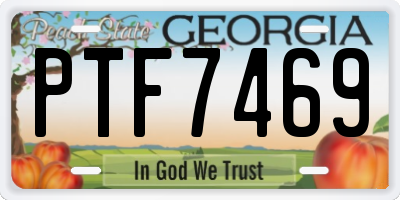 GA license plate PTF7469