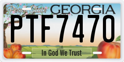 GA license plate PTF7470