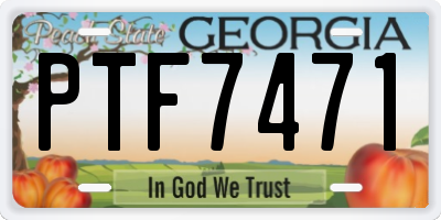 GA license plate PTF7471