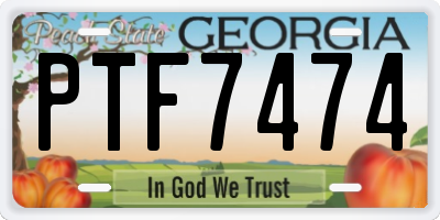 GA license plate PTF7474