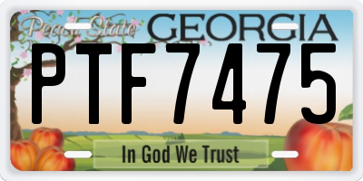 GA license plate PTF7475
