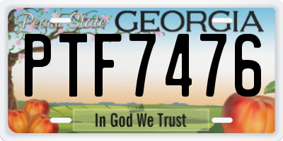 GA license plate PTF7476