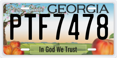 GA license plate PTF7478
