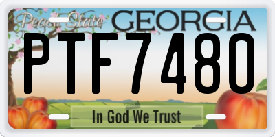 GA license plate PTF7480