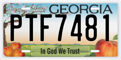 GA license plate PTF7481