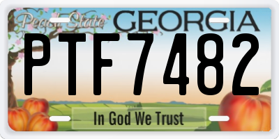 GA license plate PTF7482