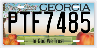 GA license plate PTF7485