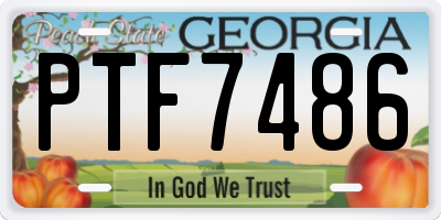 GA license plate PTF7486