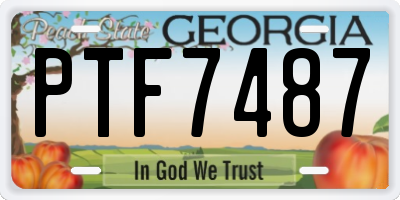 GA license plate PTF7487