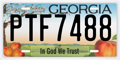 GA license plate PTF7488