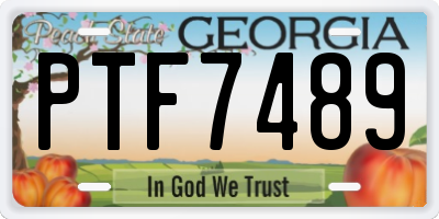 GA license plate PTF7489