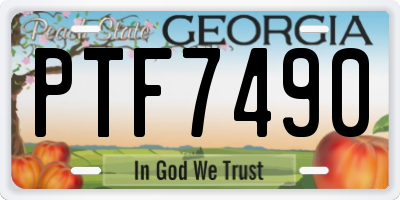 GA license plate PTF7490
