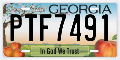 GA license plate PTF7491