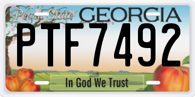 GA license plate PTF7492