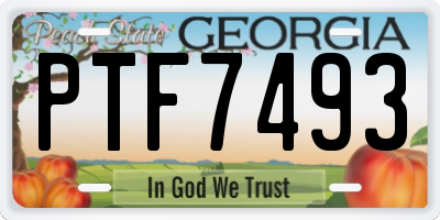 GA license plate PTF7493