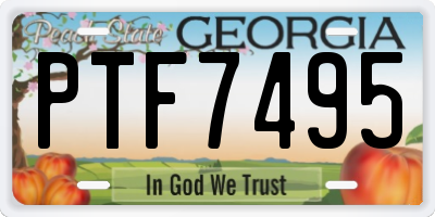 GA license plate PTF7495
