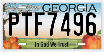 GA license plate PTF7496