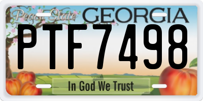 GA license plate PTF7498