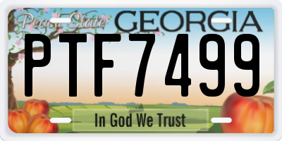 GA license plate PTF7499